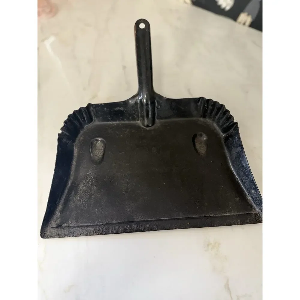 Vintage Hand Painted Floral Black Dust Pan